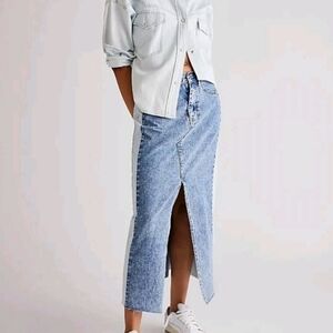Driftwood Sara Two Toned Midi Denim Skirt